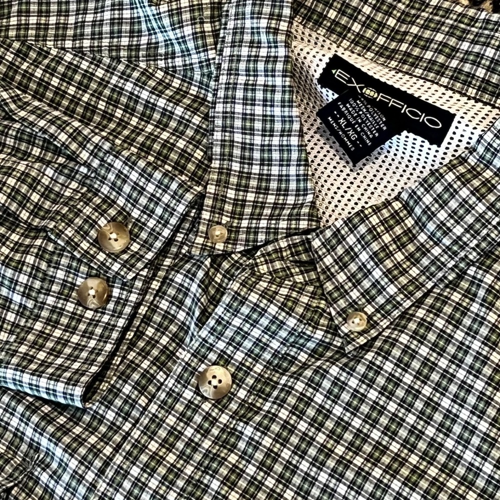 ExOfficio‎ Shirt Mens XL Plaid Long Sleeve Vented Fishing Hiking Outdoor